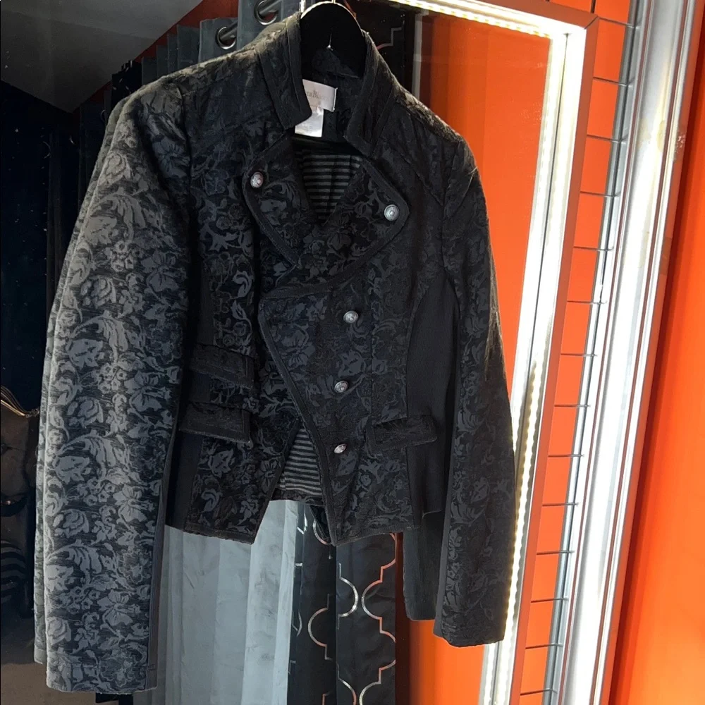 💋Costa Blanca Regal Victorian Brocade Military Moto Jacket 🖤 - Picture 2 of 11